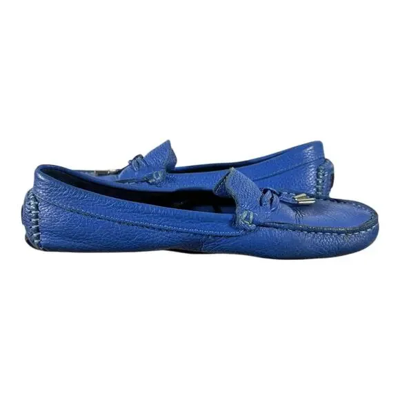 Saks Fifth Avenue Driving Moccasins Men’s Size 7.5 Blue EV-3102 Pebbled Leather - Picture 7 of 8